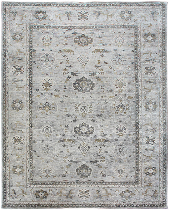 Hands P 3006 Beige Grey Luxury Carpet - 100% Wool, Hand Knotted (10' x 14')