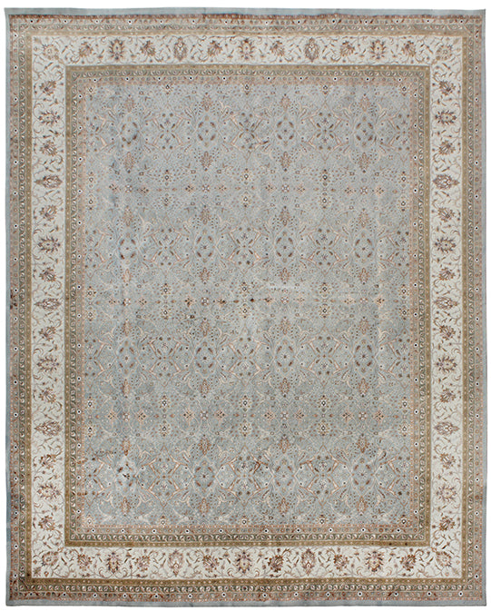 Hands P 3050 Beige Grey Luxury Carpet - Wool & Botanical Silk, Hand Knotted (12' x 15')