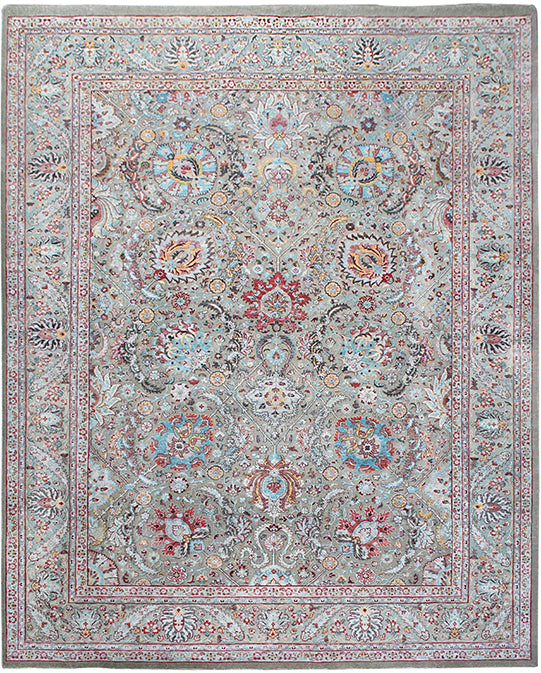 Hands P 3340 Multi Luxury Carpet - Wool & Bamboo Silk, Hand Knotted (9' x 12')