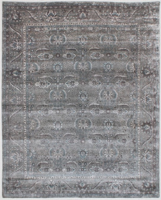 Hands P 3346 Grey Luxury Carpet - 100% Bamboo Silk, Hand Knotted (8' x 10')