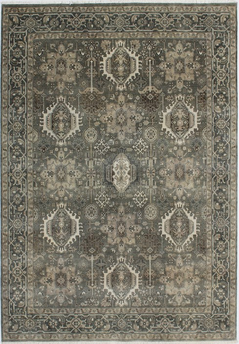 Hands P 4758 Grey Beige Luxury Carpet - 100% Wool, Hand Knotted (8' x 10')