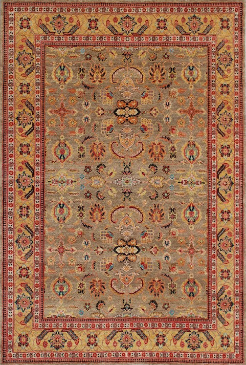 Hands P 4766 Rust Beige Luxury Carpet - Wool & Bamboo Silk, Hand Knotted (9' x 12')